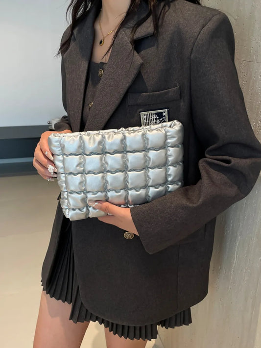 Quilted Plaid Clutch with Zipper - LaTezza Online Shop