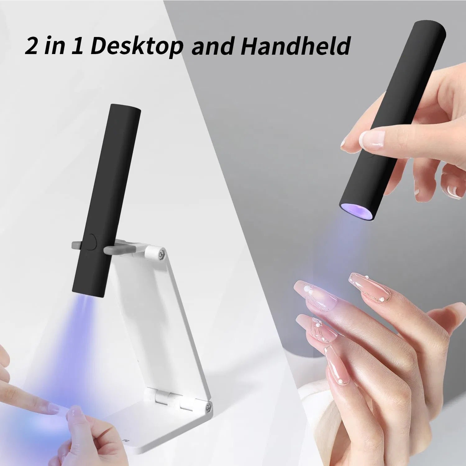 UV Light For Gel Nails Mini LED Handheld With Stand Portable Nail Dryer Rechargeable USB Cordless Black - LaTezza Online Shop