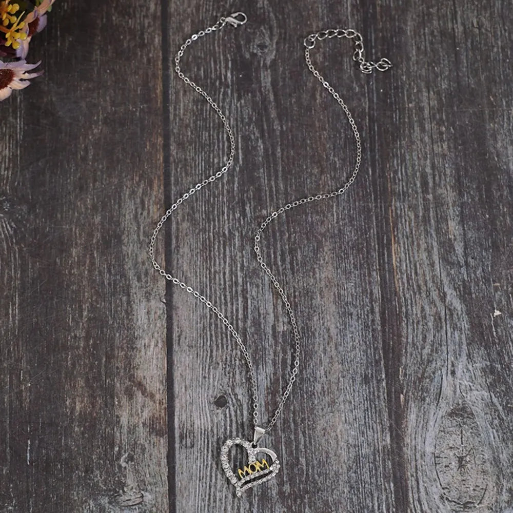 Alloy Inlaid Zircon Heart Pendant Necklace - LaTezza Online Shop