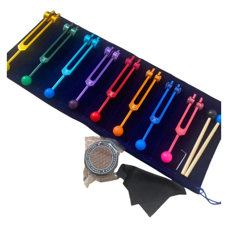 Aluminum Alloy Tuning Fork Eight-piece Set 126.22hz Sound Therapy Tuning Fork 172.06hz Meditation Healing Percussion Instruments
