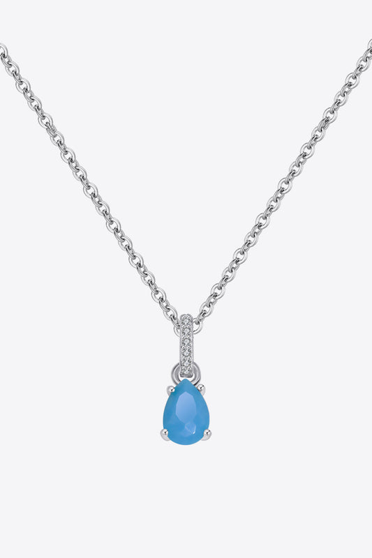 Teardrop Turquoise 4-Prong Pendant Necklace - LaTezza Online Shop