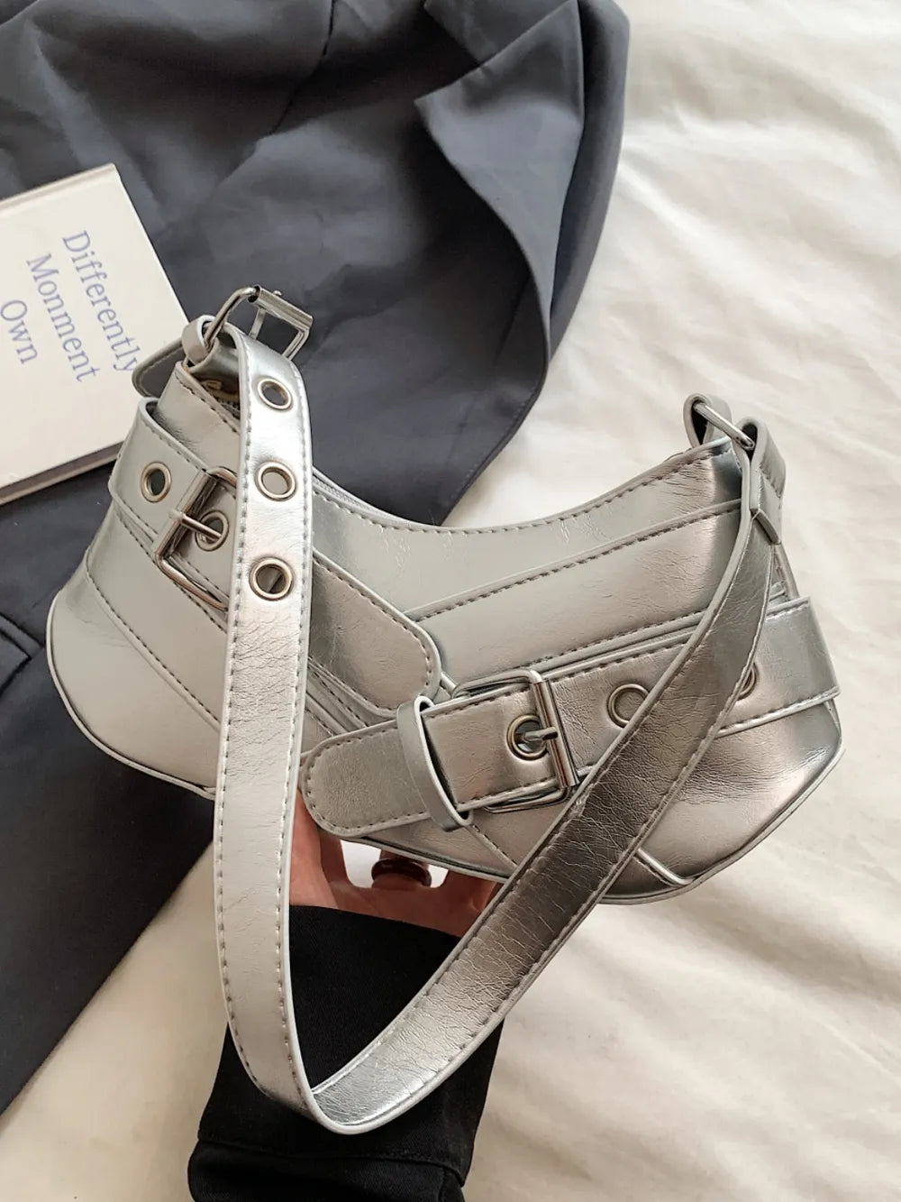 PU Leather Buckle Shoulder Bag - LaTezza Online Shop
