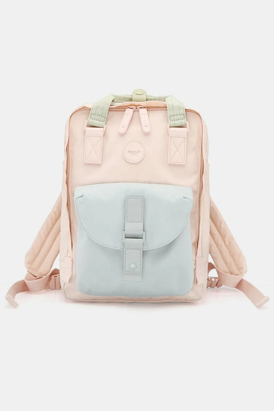 Himawari Contrast Waterproof Canvas Backpack Bag with Round Label - LaTezza Online Shop