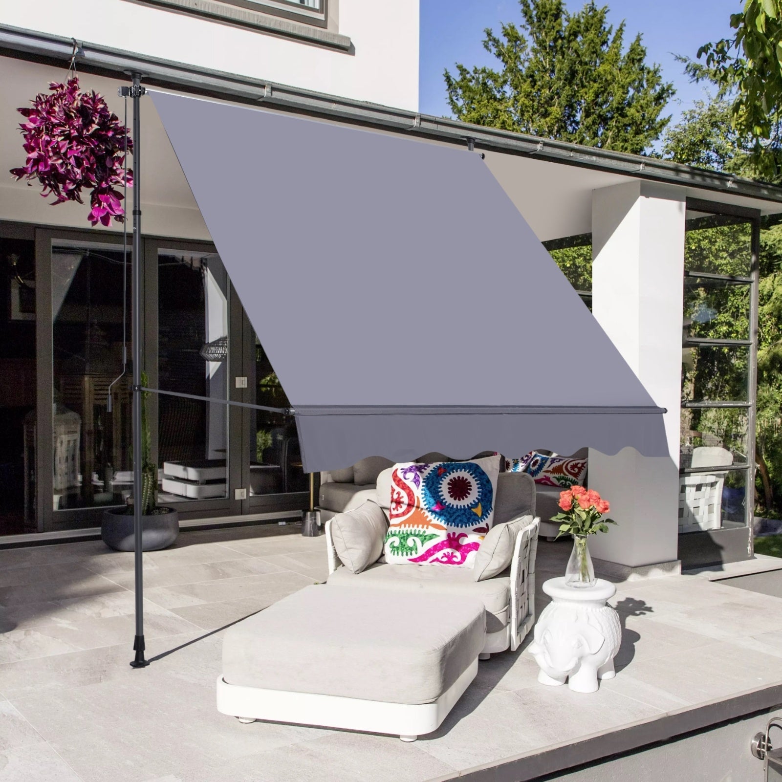 Manual Retractable Awning 118 Non-Screw Outdoor Sun Shade Cover With UV Protection  Polyeste - LaTezza Online Shop