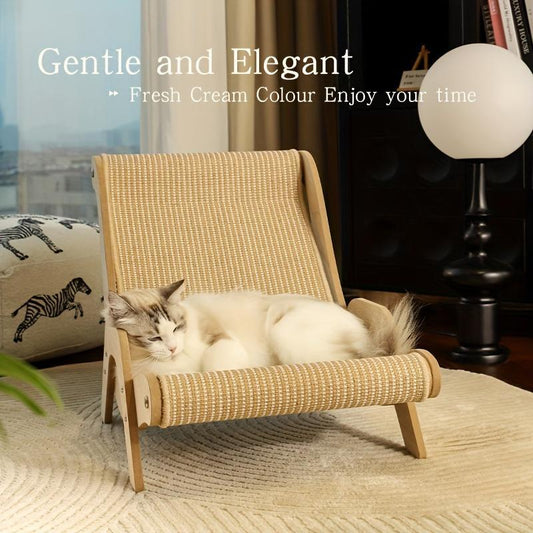 2-in-1 Cat Hammock And Scratching Post Durable Linen Rope Pet Chair 