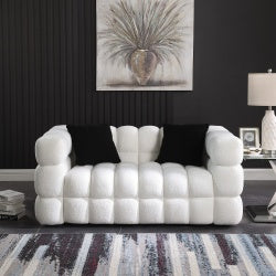 62.2length ,35.83 Deepth ,human Body Structure For USA People, Marshmallow Sofa,boucle Sofa ,White Color, 2 Seater - LaTezza Online Shop