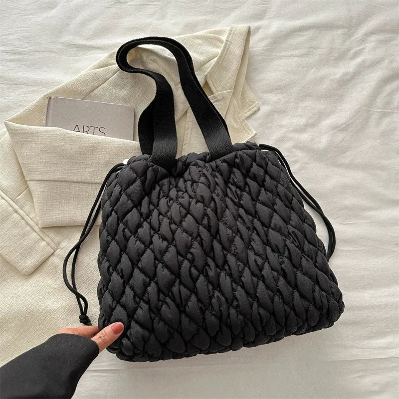 Drawstring Bubble Texture Tote Bag - LaTezza Online Shop