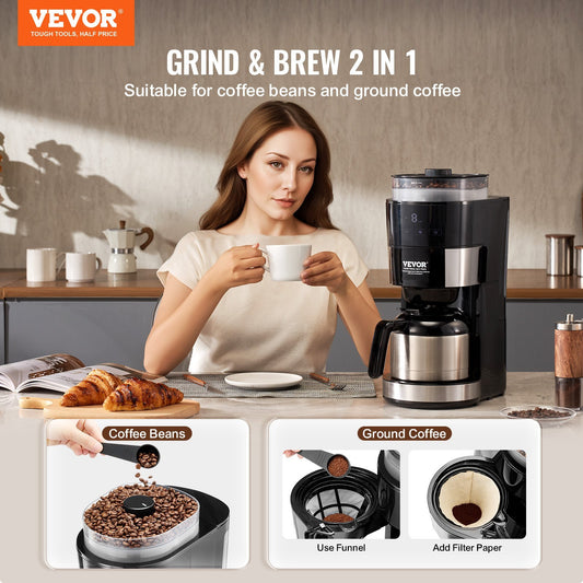 VEVOR 8-Cup Coffee Maker Drip Coffee Machine With 3 Brew Strength Control - LaTezza Online Shop