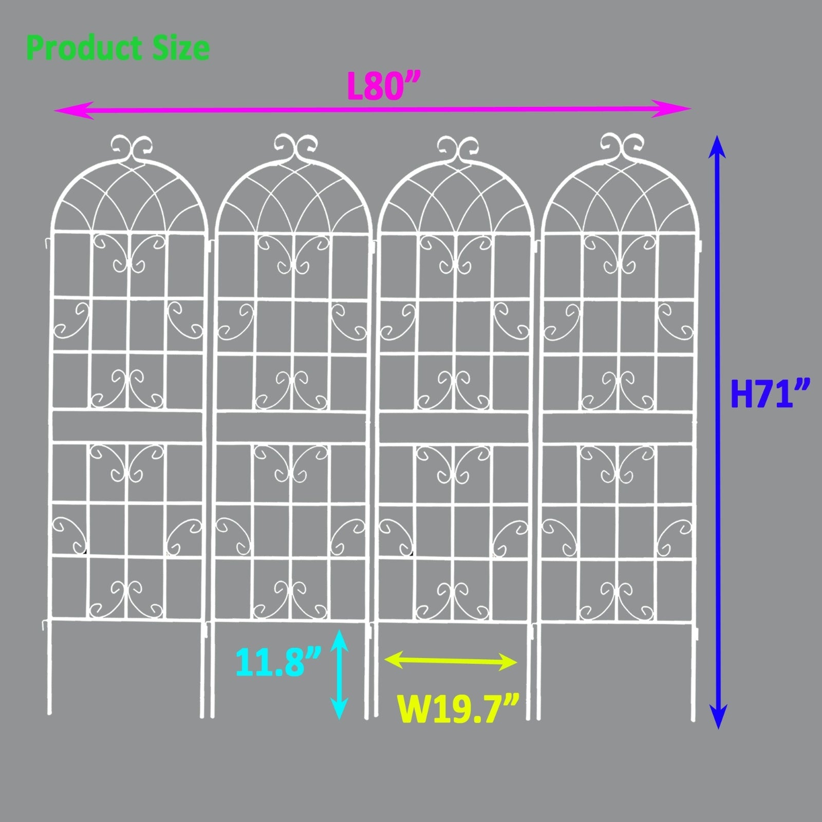 4 Pack Metal Garden Trellis 7  X19.7 Rustproof For Climbing Plants Support - LaTezza Online Shop