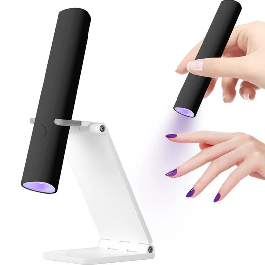 UV Light For Gel Nails Mini LED Handheld With Stand Portable Nail Dryer Rechargeable USB Cordless Black - LaTezza Online Shop