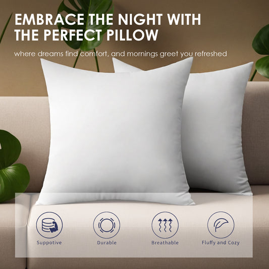 White Square Pillow Two Bubble Bags Cushion Core Breathable Hand Washable OKO-100 Certified