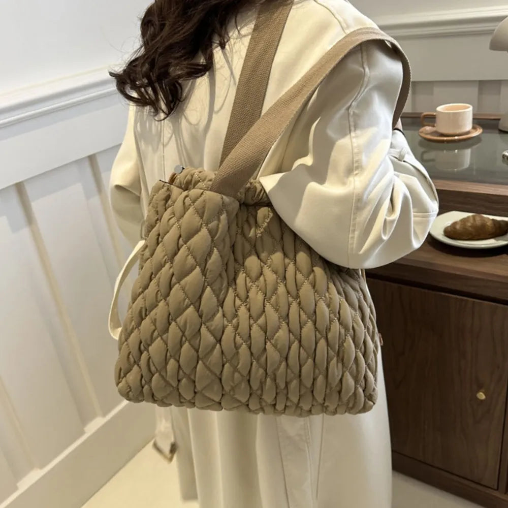 Drawstring Bubble Texture Tote Bag - LaTezza Online Shop