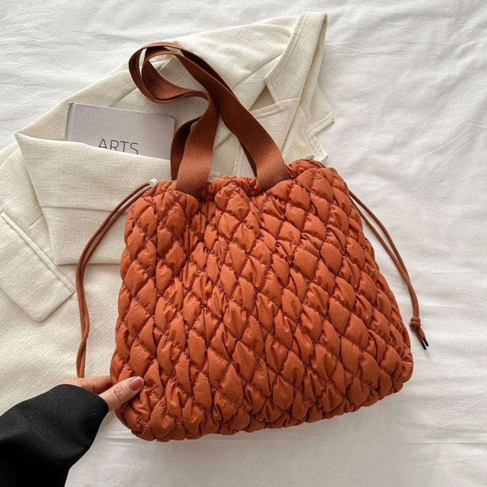Drawstring Bubble Texture Tote Bag - LaTezza Online Shop