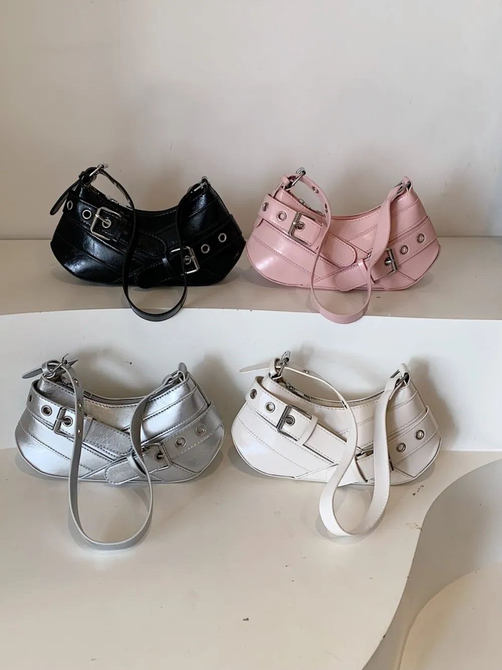 PU Leather Buckle Shoulder Bag - LaTezza Online Shop