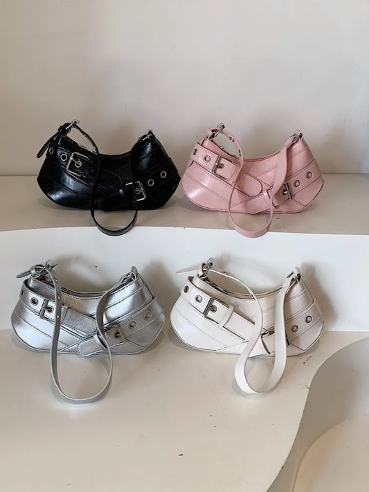 PU Leather Buckle Shoulder Bag - LaTezza Online Shop