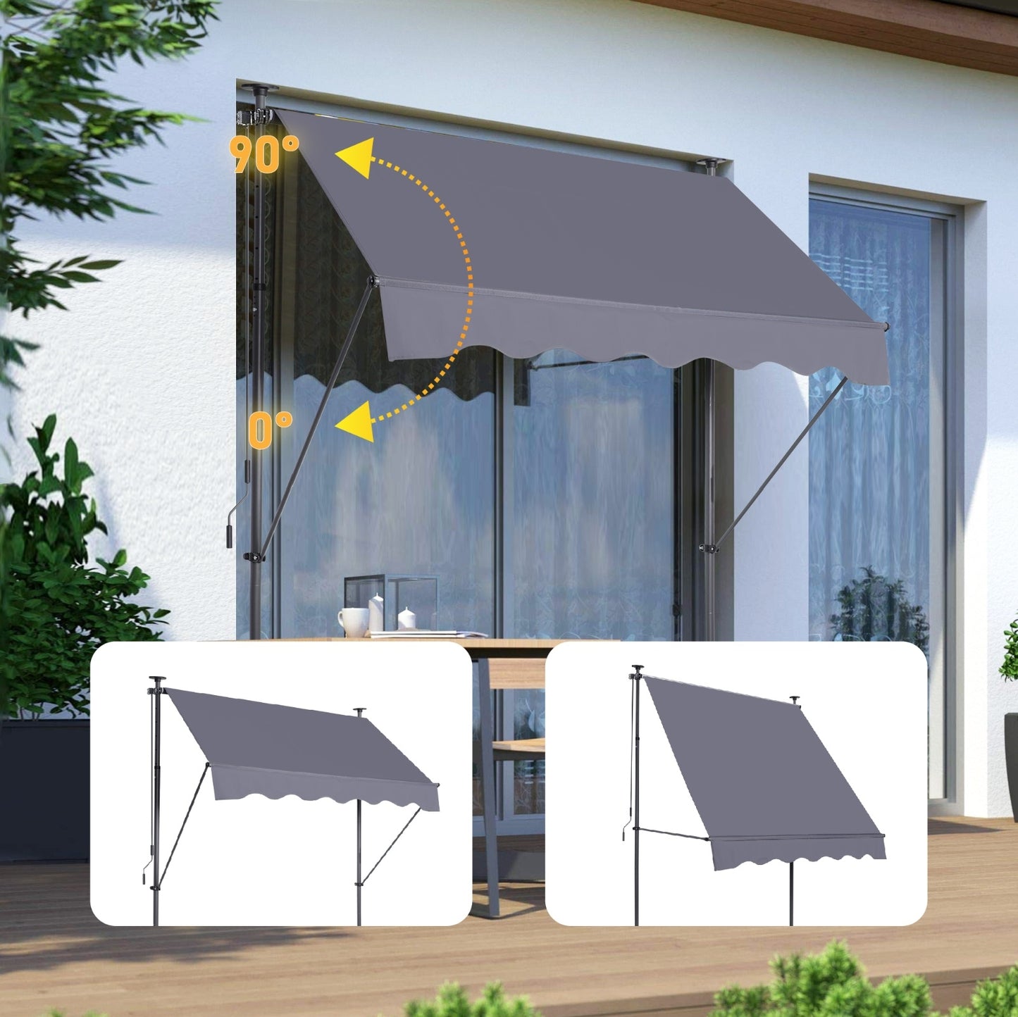 Manual Retractable Awning 118 Non-Screw Outdoor Sun Shade Cover With UV Protection  Polyeste - LaTezza Online Shop