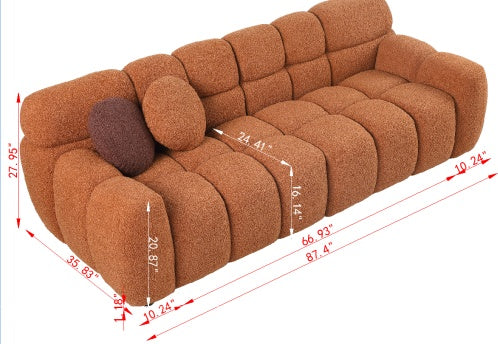 87.4 Length ,35.83 Deepth ,human Body Structure For USA People, Marshmallow Sofa,boucle Sofa ,3 Seater - LaTezza Online Shop