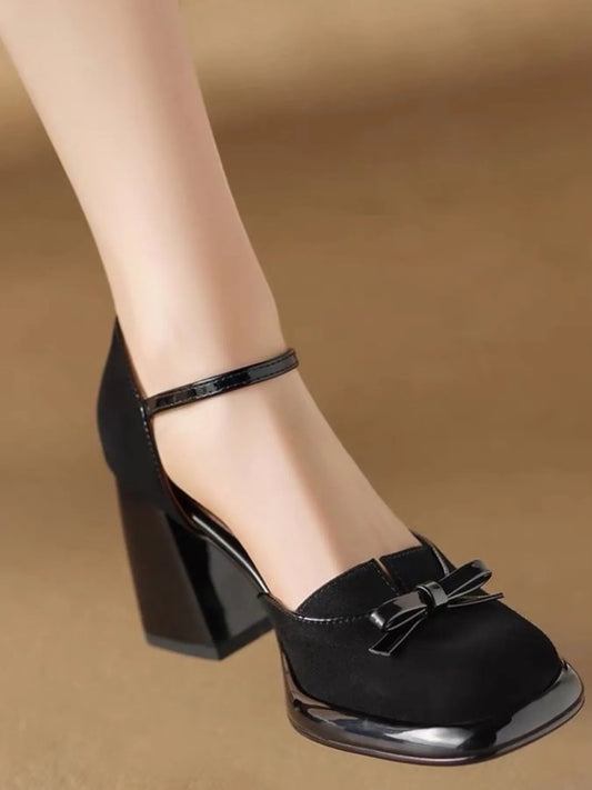 Bow Block Heel Ankle Strap Pumps - LaTezza Online Shop