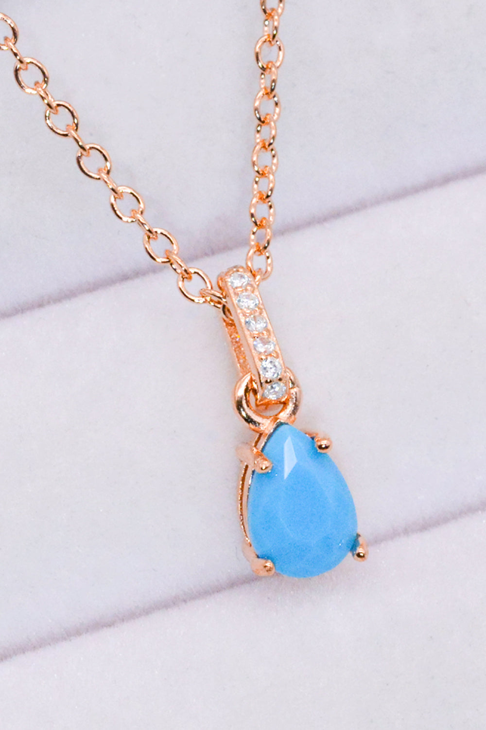 Teardrop Turquoise 4-Prong Pendant Necklace - LaTezza Online Shop