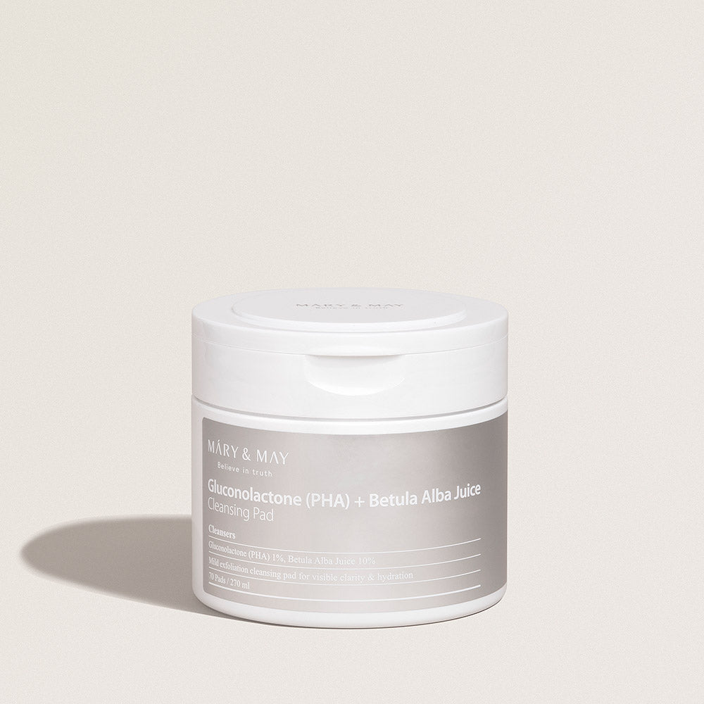 [MARY & MAY] Gluconolactone (PHA)+Betula Alba Juice Cleansing Pad 270ml (70 Pads) - LaTezza Online Shop