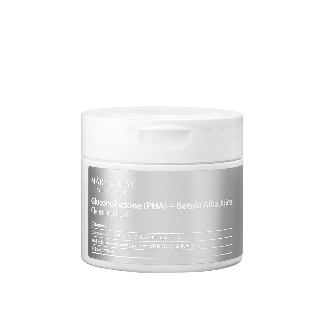 [MARY & MAY] Gluconolactone (PHA)+Betula Alba Juice Cleansing Pad 270ml (70 Pads) - LaTezza Online Shop