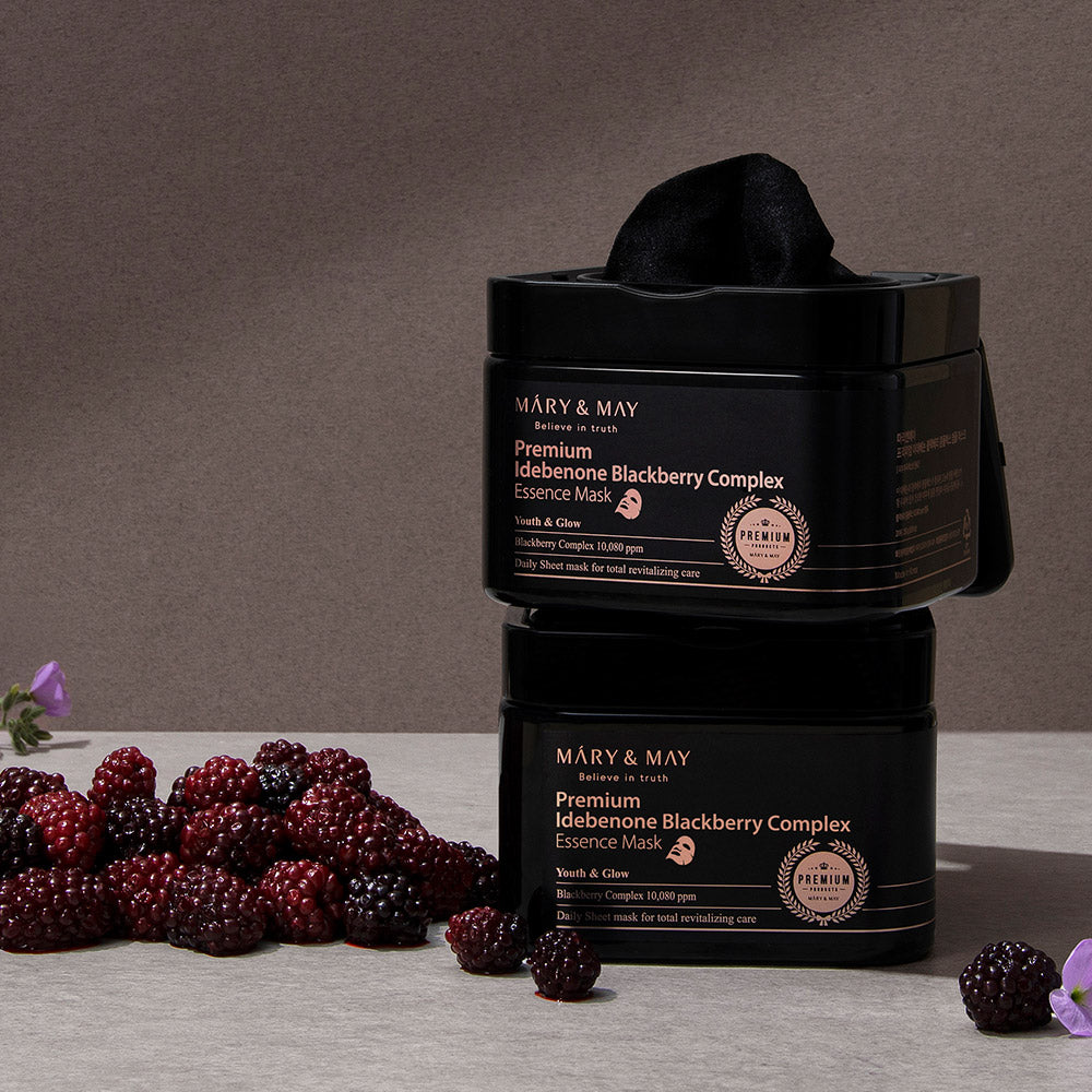 [MARY & MAY] Premium Idebenone Blackberry Complex Essence Mask 250g (20ea) 