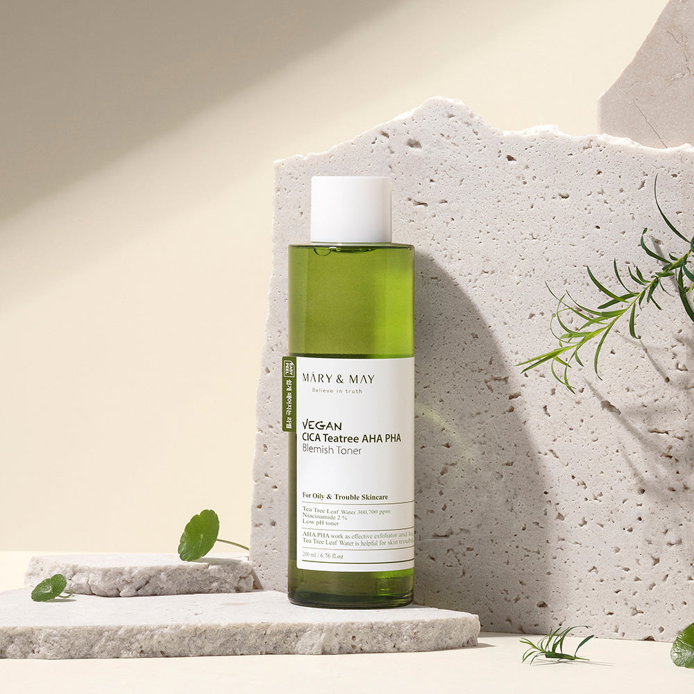 [MARY & MAY] Vegan CICA Tea Tree AHA PHA Blemish Toner 200ml 