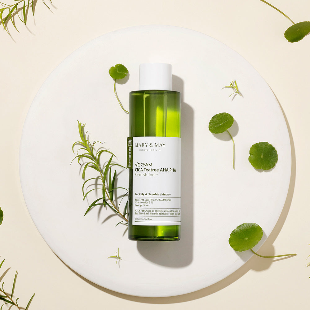 [MARY & MAY] Vegan CICA Tea Tree AHA PHA Blemish Toner 200ml 