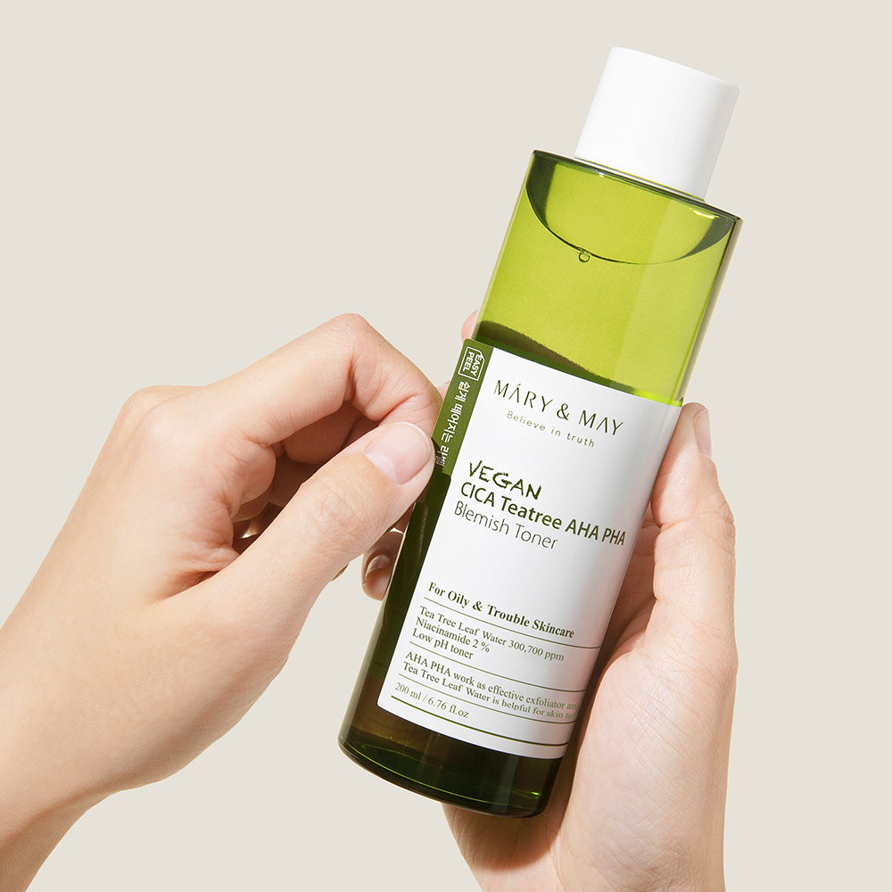 [MARY & MAY] Vegan CICA Tea Tree AHA PHA Blemish Toner 200ml 