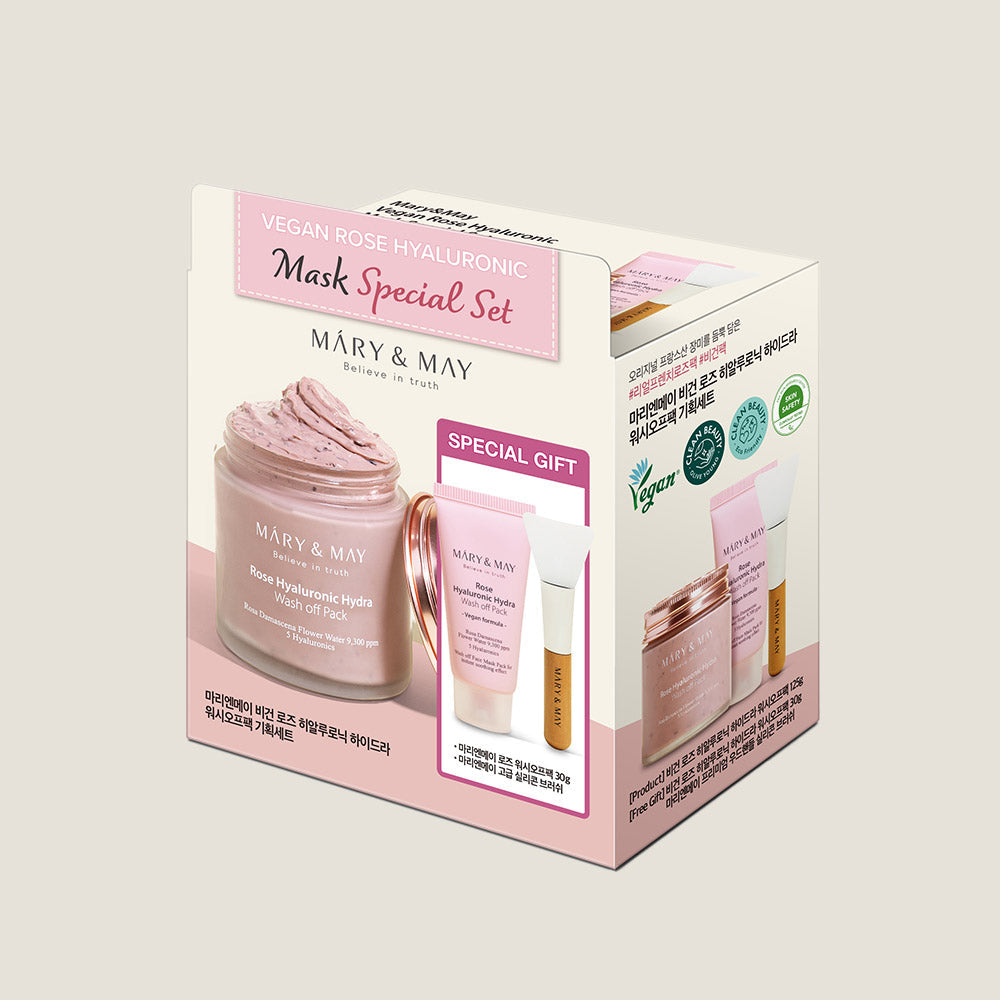 [MARY & MAY] Vegan Rose Hyaluronic Mask Set 125g and 30g - LaTezza Online Shop