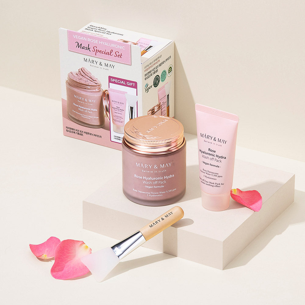 [MARY & MAY] Vegan Rose Hyaluronic Mask Set 125g and 30g - LaTezza Online Shop