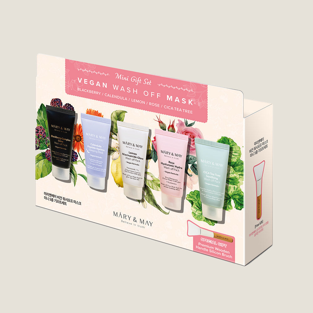 [MARY & MAY] Vegan Wash Off Mask 5 pc Mini Gift Set 30g - LaTezza Online Shop